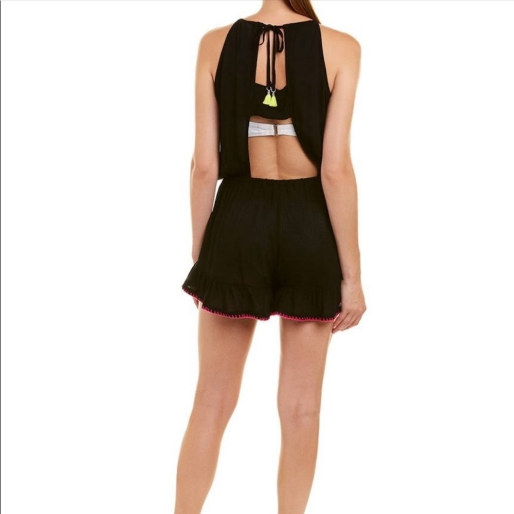 NANETTE LEPORE Isla Marietas Crepe Romper Swim Coverup Multicolor Black Large - Picture 12 of 12